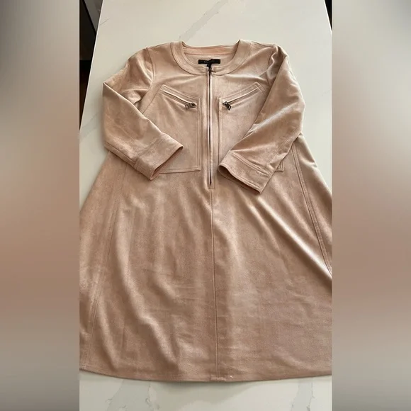 BCBGMaxAzria Blush Midi Dress with 3/4 Sleeves - Picture 6 of 12